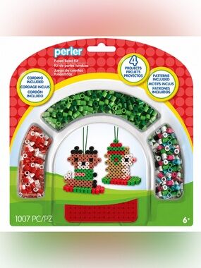 Perler Fused Bead Kit - 4 Christmas Ornament Projects